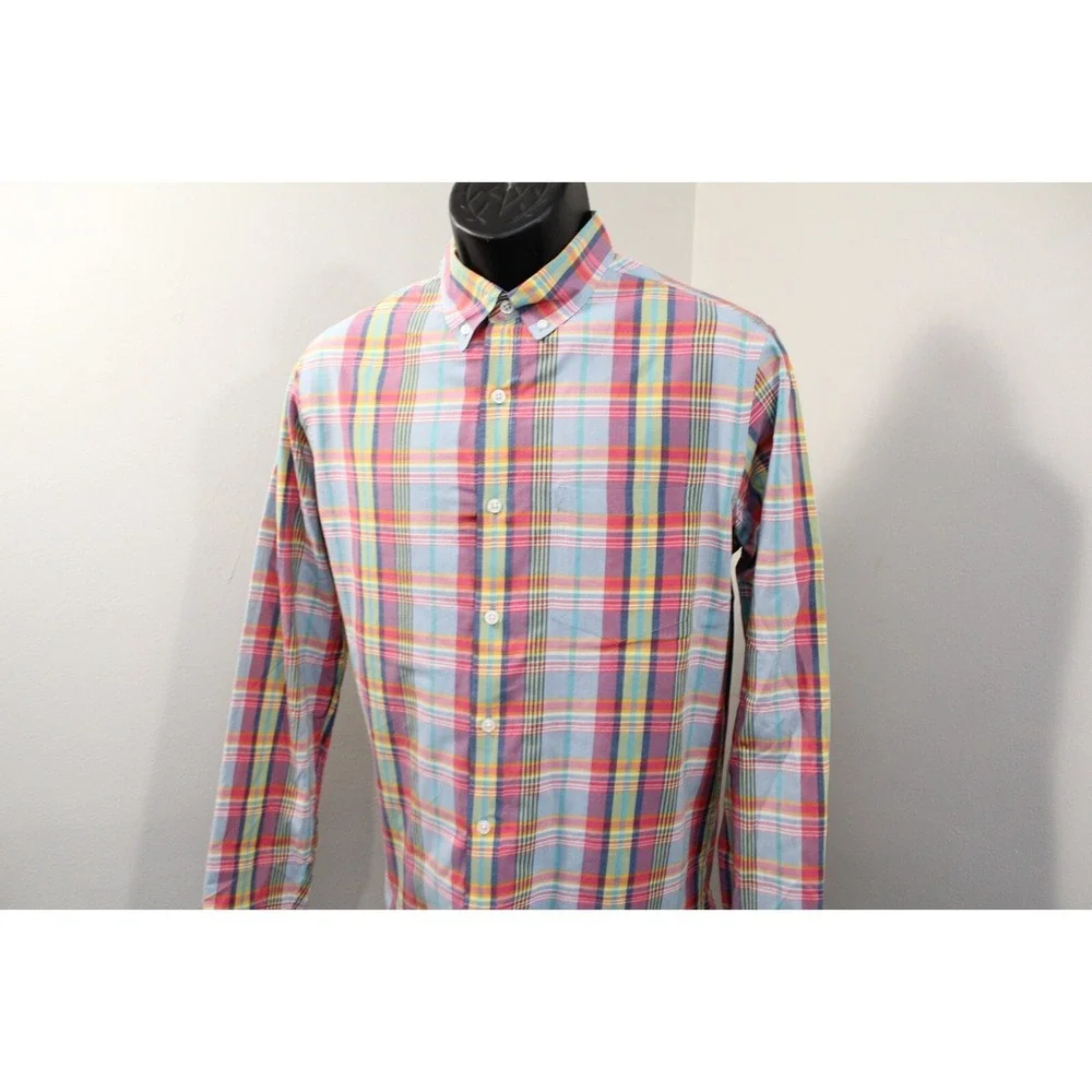 J.CREW Madras‎ Plaid Button Up Dress Shirt Long Sleeve Casual Mens Size Medium